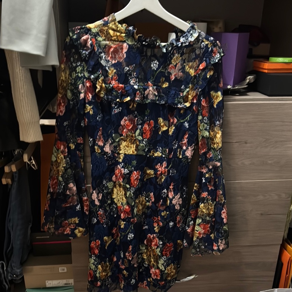 Floral Long Sleeve Dress with Ruffle Detail
